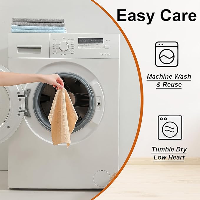 80 Pack Microfiber Cleaning Cloth Roll,Lint Free Rags & Tear Away Reusable Towels Washable Scratch,Ultra Absorbent Dish Rags(12" x 12") for Car Kitchen Home Garage-Apricot Yellow