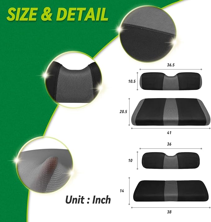 Universal EZGO Golf Cart Seat Covers Dress UP Older Golf Cart, Durable Breathable Material Front and Back Seat Cover Fit for EZ GO TXT, Easy to Install, Machine Washable