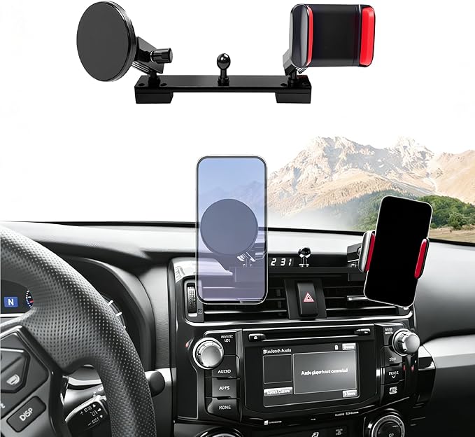 Upgraded Magnetic Phone Mount for 2010-2024 Toyota 4Runner Accessories, Magsafe Dash Phone Holder Multi-Mount Phone Stand with Three Mounting Positions for Smartphone for 4-Runner Accessories