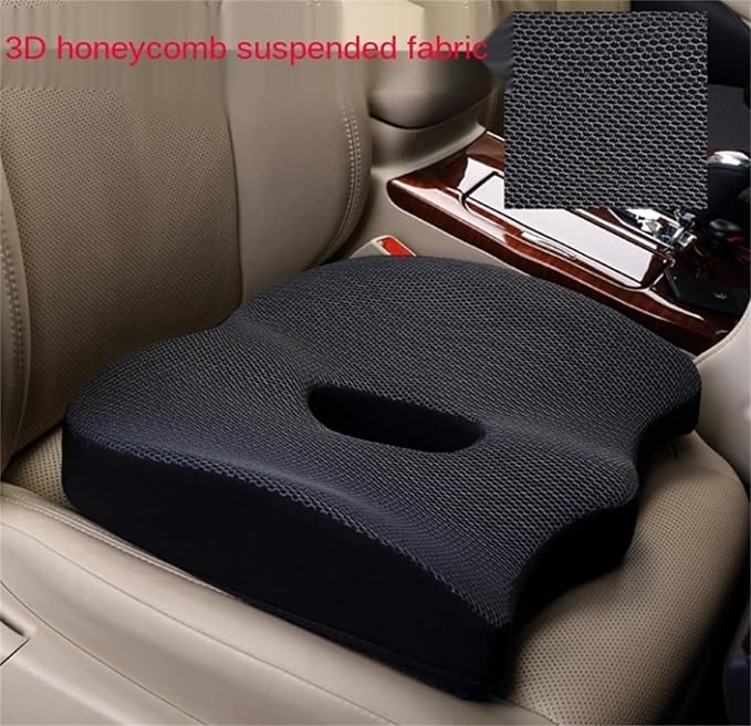 Heightening Wedge Car Seat Cushion Pad for Driving with Comfort Memory Foam, Curved Design Closely Adheres to The Lumbar Spine and Buttocks, Relieving Fatigue Broader Vision (Waist Cushion,Black)