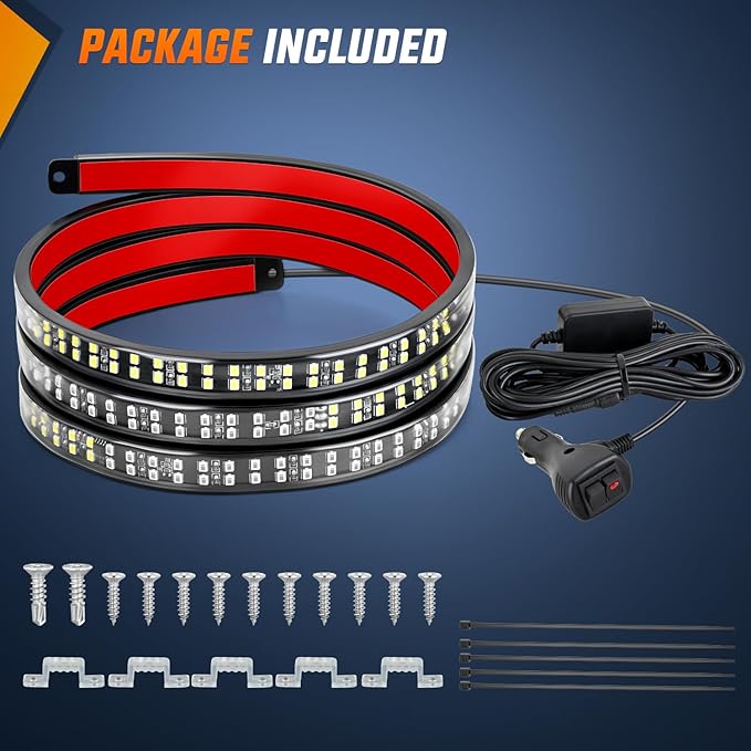 Nilight 48 Inch Truck Tailgate Strobe Light Strip Tail Emergency Bar Rear Window Warning Lamp Ultra-Bright Double Row 288 LED for Pickup Trailers Construction Vehicles Car SUV, Green White