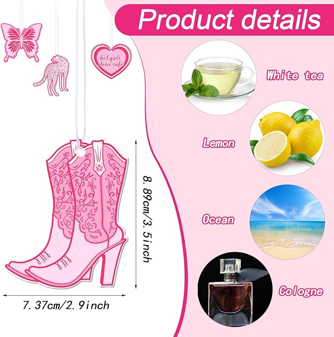 Tallew 8 Pcs Scented Pink Car Freshies Hanging Air Freshener Pink Car Freshener Slice Pendant Scented Diffuser for Interior Air Accessories Home Gift Supplies(Cherry)