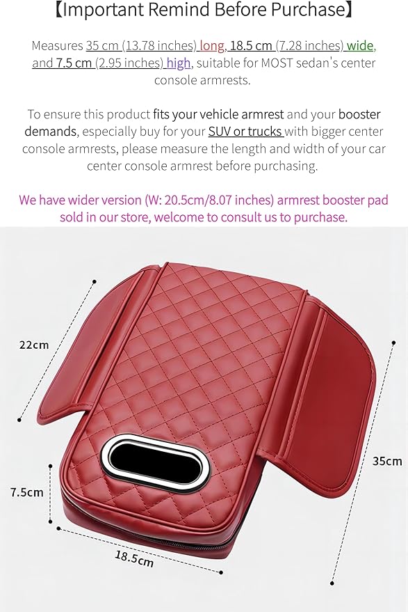 Center Console Cover Arm Rest Cushion Leather Car Armrest Box Pad with Pocket and Tissue Box Auto Armrest Cover for Sedan Vehicle (Coffee)