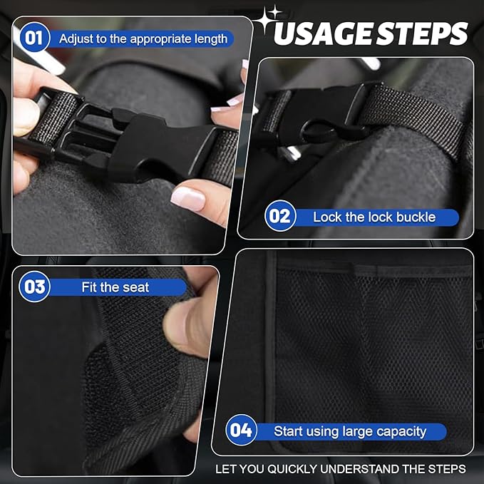 Universal Car Trunk Organizer,Large Capacity Backseat Organizer (40"*20") with 10 Pockets,Car Storage Bag for SUV/MPV/Truck (Single Pack, Black)