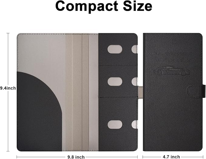RSAquar Car Registration and Insurance Holder, Vehicle Glove Box Organizer Cool Car Accessories, Car Document Holder for Cards, Driver License & Essential Document, JD-Black
