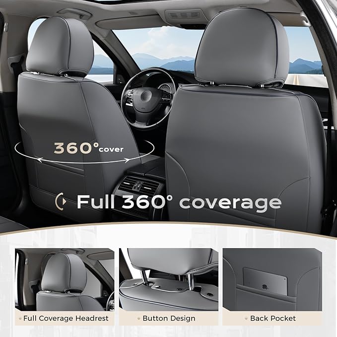 Coverado Seat Covers, Car Seat Covers Front Seats, Leather Seat Covers for Cars, Car Seat Protector Waterproof, Gray Car Seat Cushion, Front Carseat Cover Universal Fit for Most Cars Purple