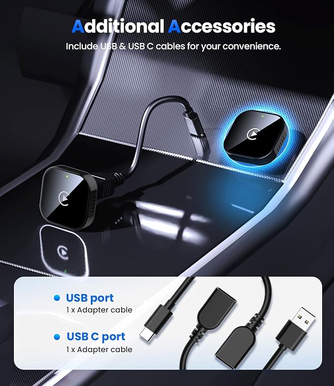 Teeran Wireless CarPlay Adapter for iPhone (2026 Upgraded), Mini Plug & Play for Cars with Factory Wired Apple CarPlay, Fast & Stable Connection, Easy Setup, Wide Vehicle Compatibility (Black)