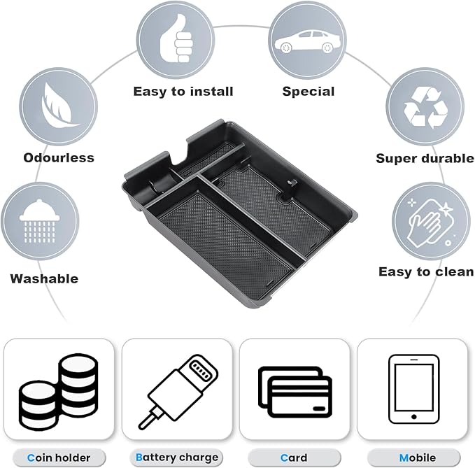 4PCS Center Console Organizer Compatible with 2023-2026 Honda Pilot/2026 Honda Passport Armrest Storage Box Divider Storage Tray & Insert Hidden Storage Box Interior Accessories