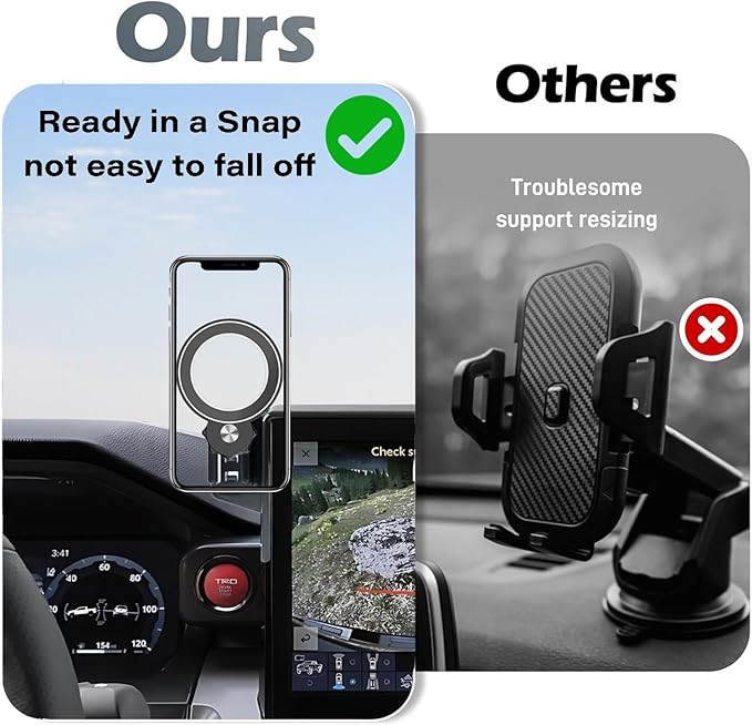 Car Phone Holder for 2024 2025 2026 Toyota Tacoma/2025 Toyota 4Runner Accessories Apply to 14 Inch Touch Screen Fixed Clip MagSafe Passenger Cell Phone Mount Handsfree 360° Rotation