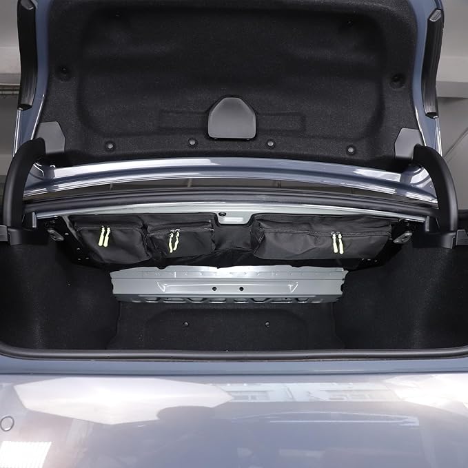 Sekhyna Car Trunk Organizer Storage Bag Compatible with BMW 5 Series Sedan G60 2024,Removable Storage Organizer with 3 Waterproof Zippered Large Storage Pockets and Storage Grid For G60 1PCS
