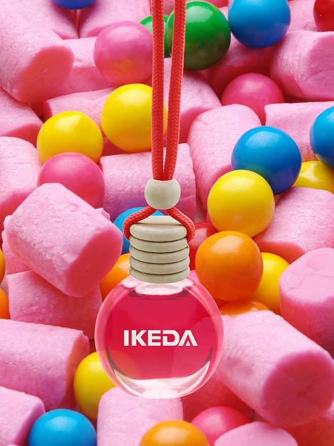Ikeda Car Air Freshener: Hanging Car Smell Air Freshener | 10ml Hanging Car Perfume | Long Lasting Fragrance | Strong Scents Diffuser for Auto Home (Bubble gum)