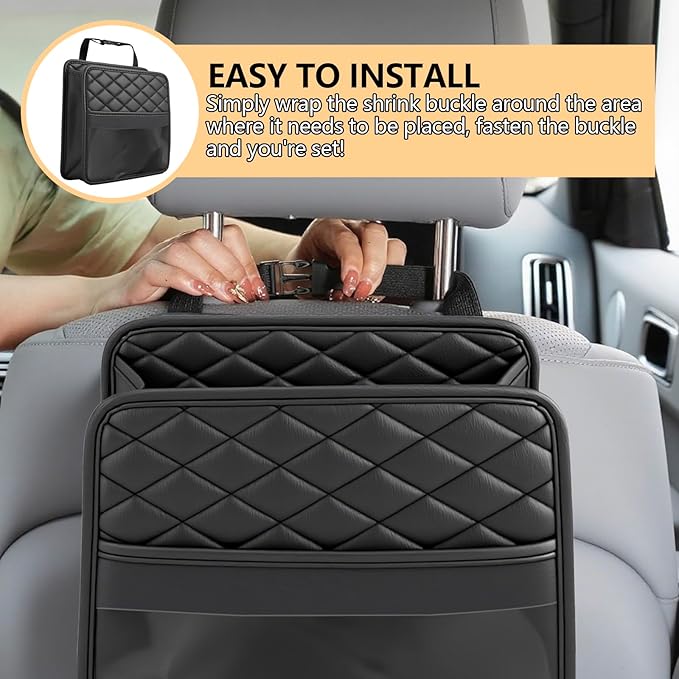 Car Seat Back Organizer,Seat Back Hanging Bag,Waterproof Leather Backseat Storage Pocket,Multipurpose Backseat Organizer,Auto Travel Essentials Accessories for Kids & Adults for Most Vehicles