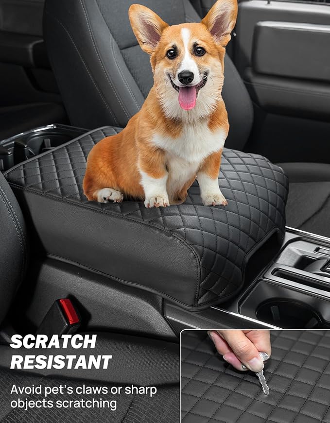 JOYTUTUS Center Console Cover Compatible with 2021 2022 2023 2024 2025 2026 Ford F150, Leather Armrest Cover Center Console Cushion Arm Rest Cover