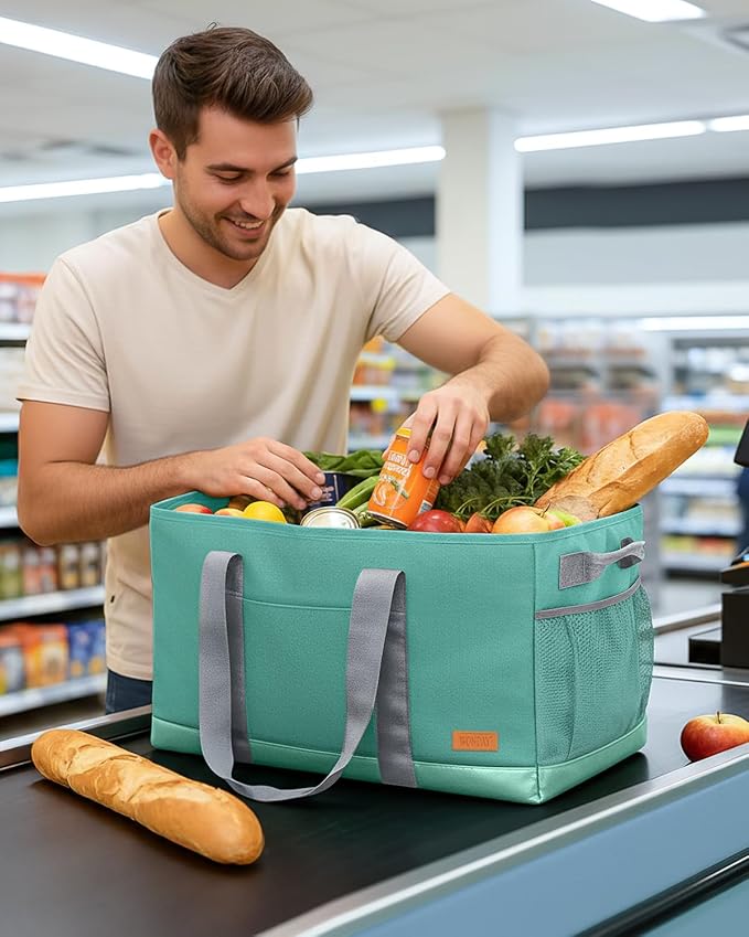 WONDAY Extra Large Utility Tote Bag - Standing Reusable Grocery Bag with Handle