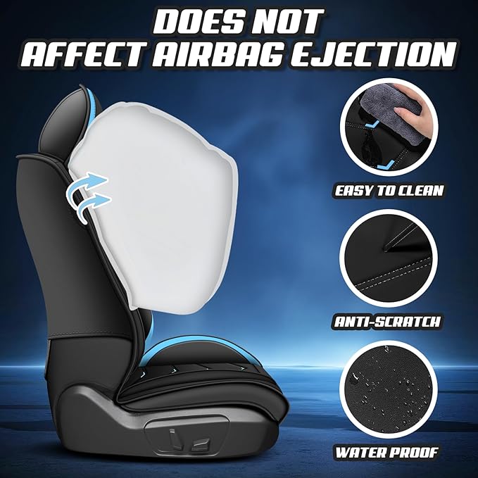 Car Seat Covers for Fiat 500 2012-2019, Premium Nappa Leather Car Seat Cover, Stylish Sport Seat Covers， Automobile Seat Cover Sets.(Luxury 5 Seats/Black Blue)