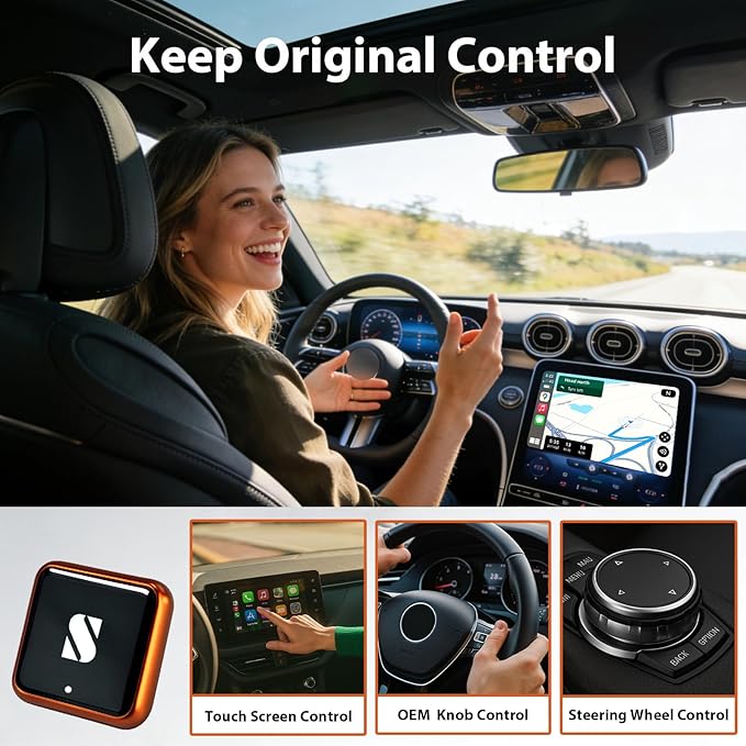 Sunweyer Wireless CarPlay Adapter & Android Auto Wireless Adapter, for Apple CarPlay, USB Bluetooth Dongle for iPhone & Android, Plug & Play Car Play Wireless Adapter 2026
