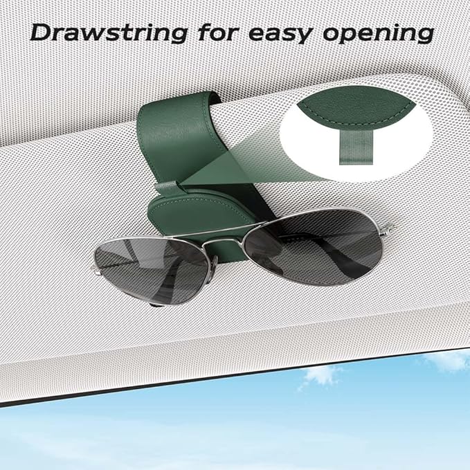 Sotfamily Sunglass Holder for Car Visor, Suede Cloth Magnetic Sunglass Organizer for Car Accessories, 2 Packs, Grass Green