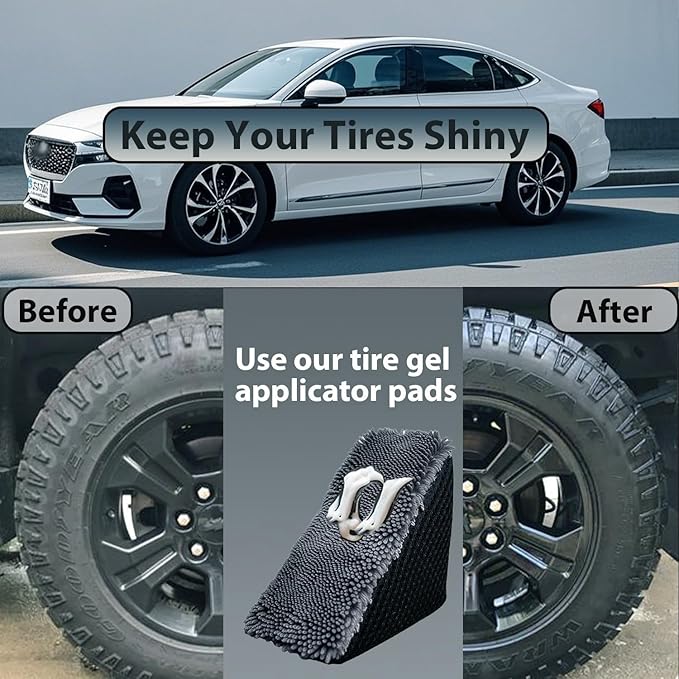 2 Pcs Triangle Tire Shine Applicator, Reusable Tire Dressing Applicator Pads, Tire Gel Sponge Contoured for Car Detailing Cleaning
