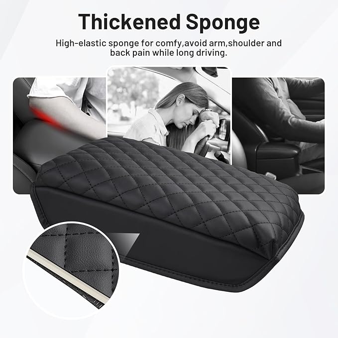 Autorder Center Console Cover for 2024 2025 2026 Toyota Tacoma Accessories Armrest Cover Anti-Scratch Middle Console Pad Leather Armrest Cushion Protector Black