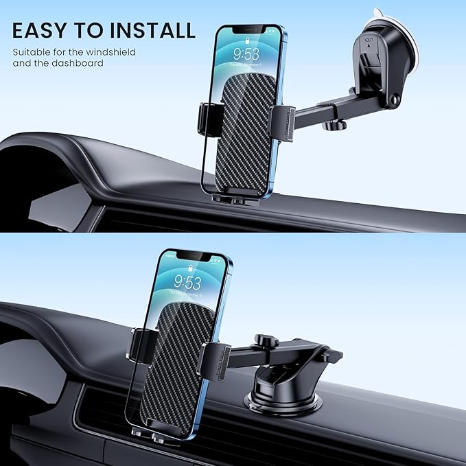 GUWEZ Phone Holders for Your Car Phone Stand for Car Phones Mount [Super Stable] Automobile Dashboard Windshield Cell Mount for iPhone Smartphone Universal