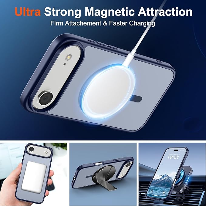 SUPFINE Magnetic for iPhone Air Case (Compatible with MagSafe)(Military Grade Drop Protection) Slim Translucent Matte Shockproof with Anti-Fingerprint Phone Cover for 17 Air,Navy Blue