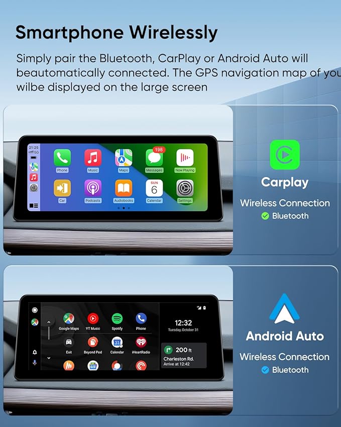 12.3-Inch Car Stereo GPS Navigation System for BMW X5 F15 X6 F16 (2014-2017) NBT System, Wireless CarPlay Android Auto Upgrade Factory Radio Bluetooth WiFi Touch Screen
