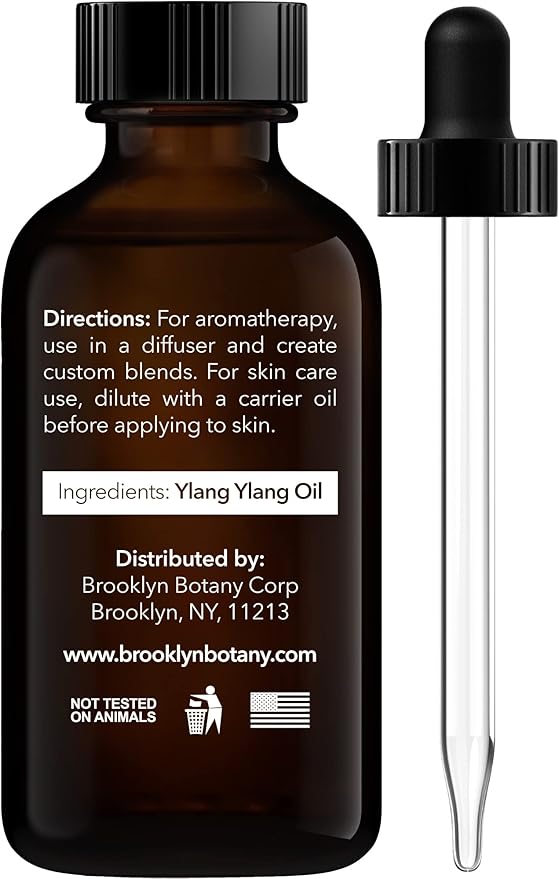 Brooklyn Botany Ylang Ylang Essential Oil - 100% Pure and Natural - Premium Grade Oil with Dropper - for Aromatherapy and Diffuser - 1 Fl Oz