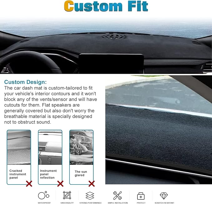 x xotic tech Center Console Dashboard Mat Pre-Cut Non-Slip Sunshield Sun Glare Protector Dash Carpet Pad Black Cover Compatible with Ford Escape 2020 2021 2022 2023 2024 2025 2026