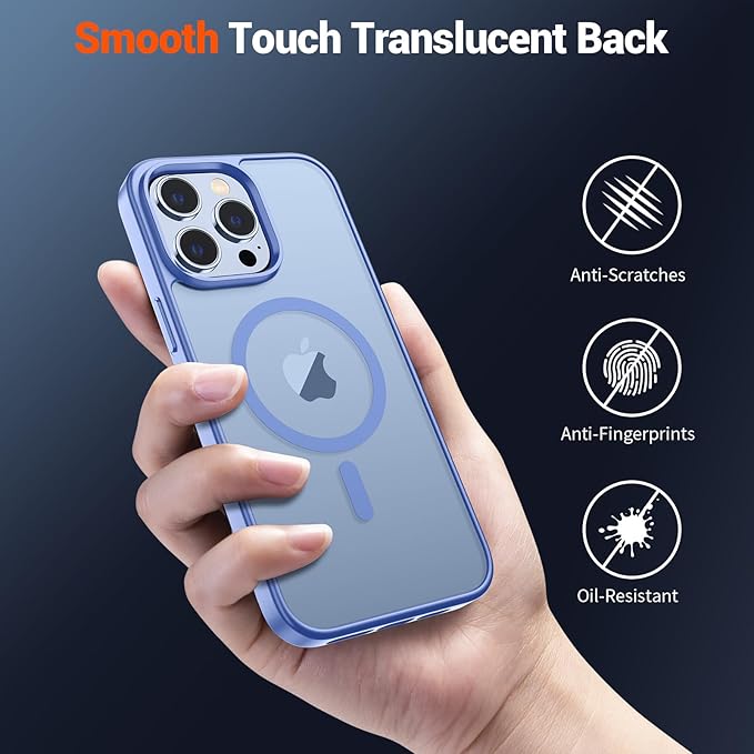 SUPFINE Magnetic for iPhone 13 Pro Max Case (Compatible with MagSafe) (Military Grade Drop Protection) Slim Translucent Matte Shockproof Phone Cover,Blue Purple