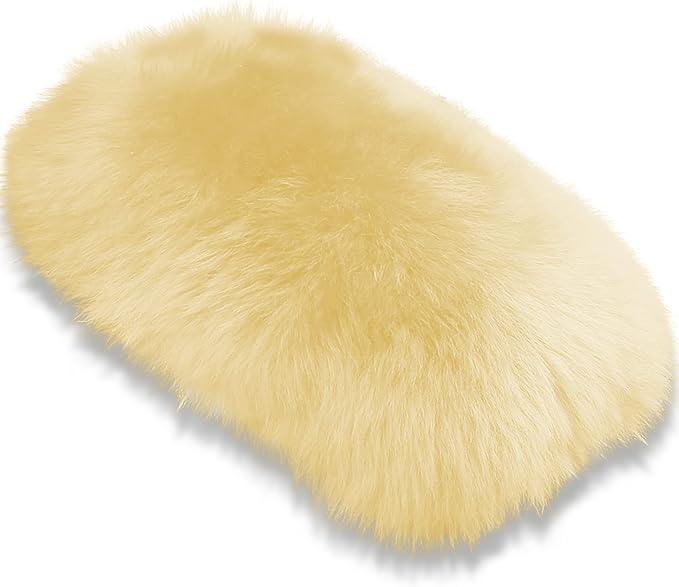 Andalus Brands Pure Australian Sheepskin Fluffy Car Center Console Cover, Luxurious Non-Shedding Furry Arm Rest Cover for Car, Versatile for All Seasons, Beige - (11.47" X 6.3")