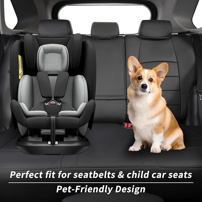 coverdream 2026 Rav4 Seat Covers Custom Fit for 2026 Toyota Rav4 Hybrid (Woodland/Limited) SUV,Full Set Luxury Waterproof Leather Car Seat Protector Black