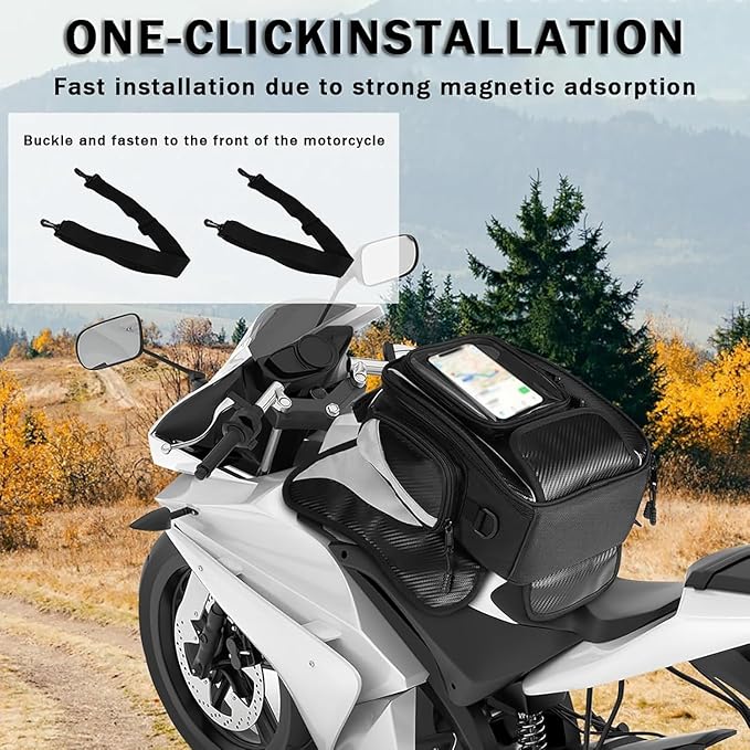 Motorcycle Tank Bag for BMW G310GS G310 GS G 310 GS, Strong Magnetic Waterproof Oxford Black Motorbike Quick Release Pannier Bag
