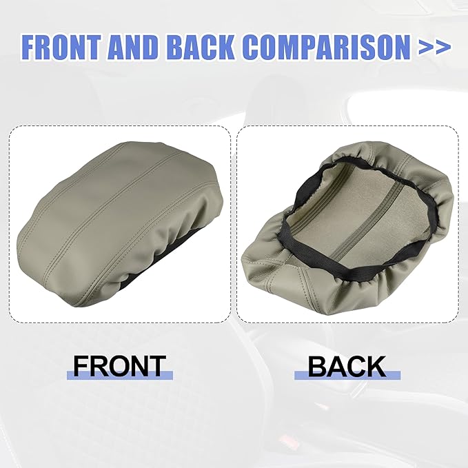 X AUTOHAUX Car Center Console Armrest Cover for Cadillac XTS 2013-2019 Faux Leather Interior Arm Rest Cover Elbow Cushion Pad Beige