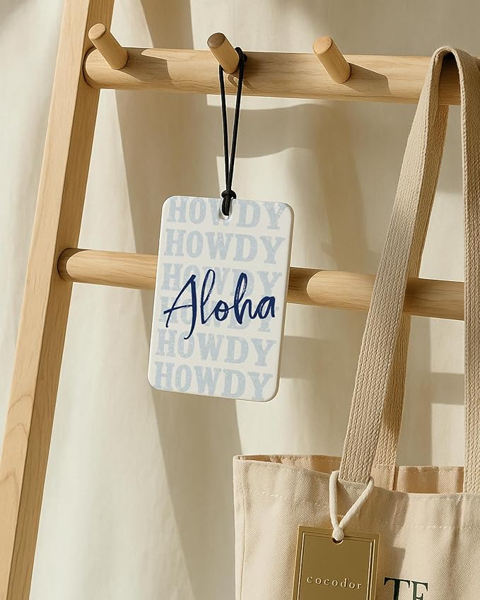 Blue Western Coastal Car Air Freshener 4 Pcs, Preppy Horseshoe Cowgirl Boots Hat Beach Hanging Air Freshener for Closet Drawer Books, Western Beachy Car Accessories Mirror Decor for Women