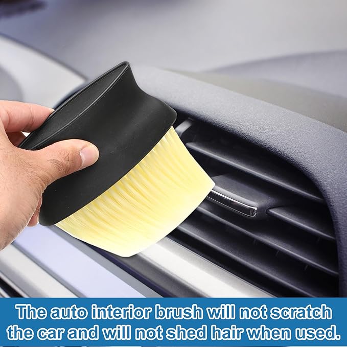 HARFINGTON Auto Interior Dust Brush Car Cleaning Brush Duster Soft Bristles Car Detailing Brushes for Auto Dashboard Air Conditioner Vents Leather, Yellow