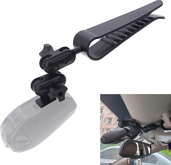 Dash Cam Sun Visor Mount Holder/w Various Joints for Yi/Rexing/Falcon/Z-Edge/Old Shark/VANTRUE/Rove/AUKEY/APEMAN/KDLINKS/WheelWitness/Transcend/TaoTronics (99% On-Dash Cameras Suitable)