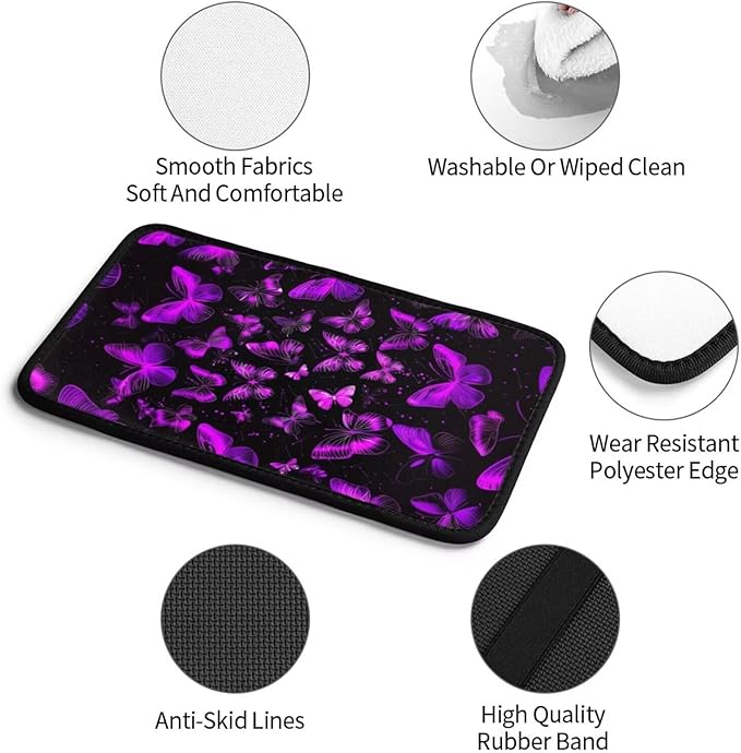 Cars Center Console Cover Butterfly Armrest Covers Console Pad Butterflies Arm Rest Seat Box Covers Protector Purple Car Decor Accessories