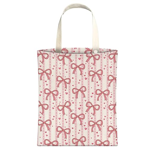 Cute Car Trash Can, Hanging Canvas Car Back Seat Organizer and Storage Bag, Funny Car Trash Bag For Travelling, Outdoor Cute Pink Bow Knot