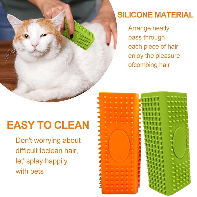 2pcs Pet Hair Remover, Dog Cat Block Roller Cleaner, Car Carpet Cleaner Brush for Small Animals, Pet Hair Removal Tool for Interior, Furniture, Sofa, Car Seat (Orange+Green)