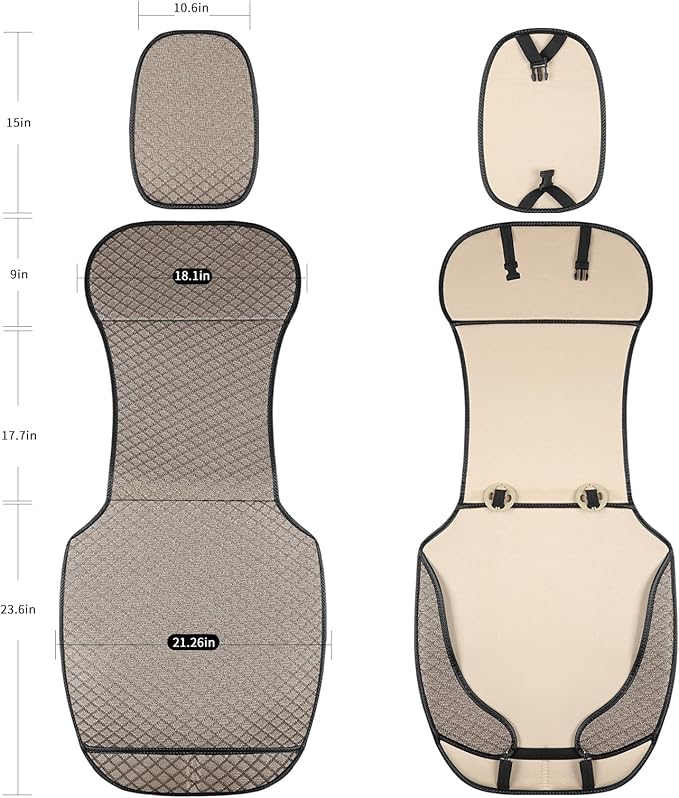 Breathable Car Seat Cover,Luxury Front Seat Cover,Durable and Non Slip,Polyester Silk Material, Universal Car Seat Cushion,Suitable for All Seasons,Airbag Compatible (Beige，1PC)