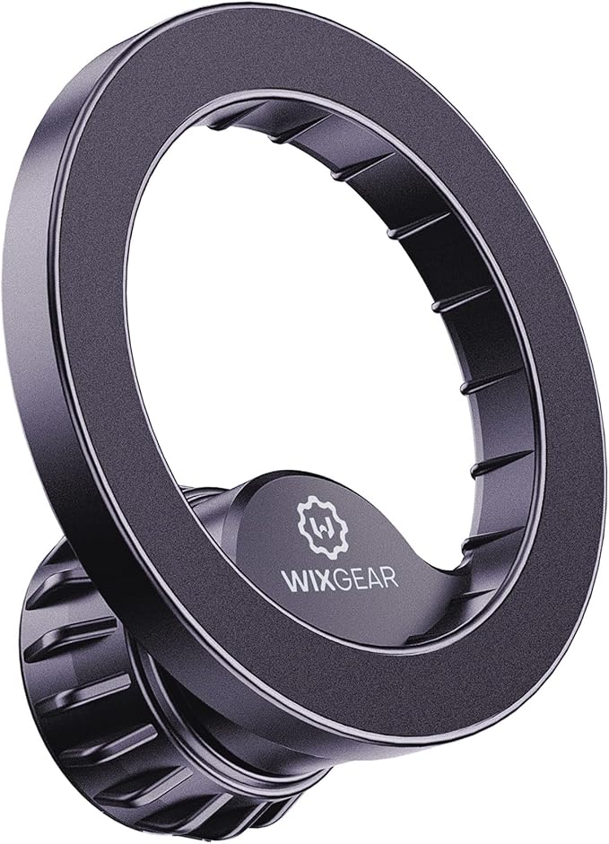 WixGear Mount Base Compatible with MagSafe iPhone 14 13 12, for Diameter 17mm/0.67 inch Universal Joint Ball of Phone Holder Car Mount, Vent, Dashboard, Windshield with One Metal Plate for MagSafe
