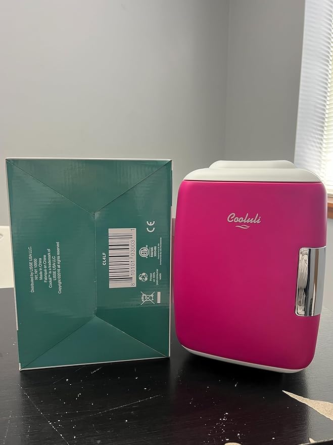 Cooluli Skincare Mini Fridge for Bedroom - Car, Office Desk & Dorm Room - Portable 4L/6 Can Electric Plug In Cooler & Warmer for Food, Drinks, Beauty & Makeup, 12v AC/DC & Exclusive USB, Fuchsia