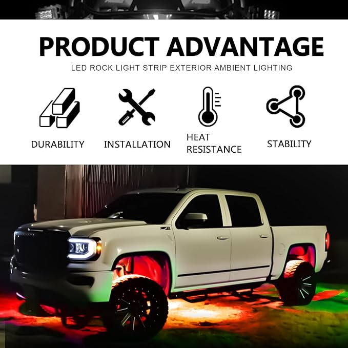 10Pcs LED Rock Lights Underglow Wheel Fender, Multi-Color Wheel Well Lights Waterproof Under Glow Kit for Car Truck SUV Golf Cart Wrangler ATV UTV Offroad - Fender Lighting (Red)