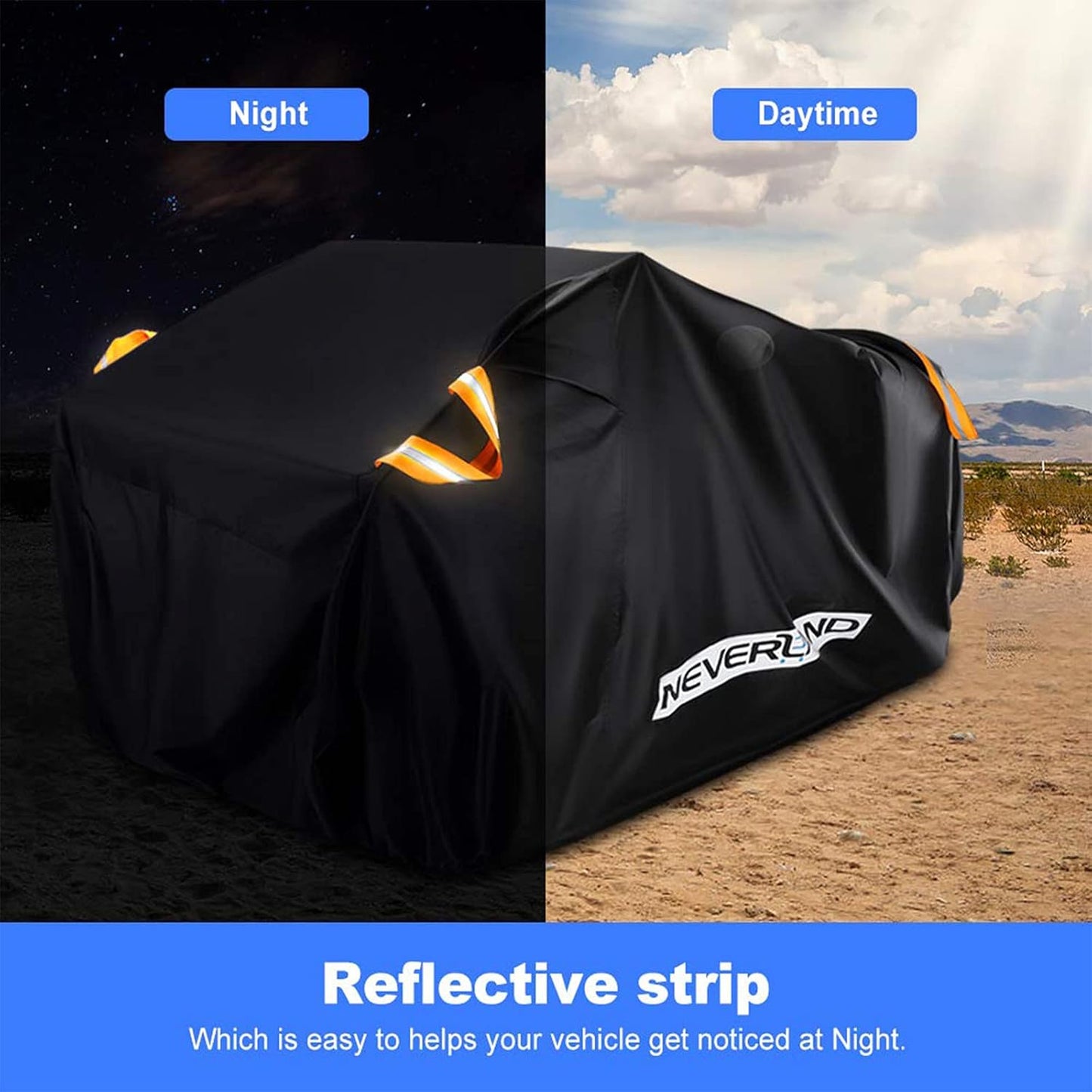 NEVERLAND ATV Cover Oxford Cloth Heavy,Compatible with Polaris Sportsman Yamaha Grizzly Honda FourTrax Kawasaki KFX Wheel Car with Air Vents Reflective Strips and Buckle Straps Length up to 78 inches