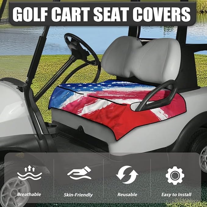 Biyejit Golf Cart Seat Covers with 4 Pockets Golf Cart Seat Towel Blanket Fits 2-Seat Golf Carts, Golf Cart Accessories