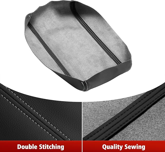 KBH Center Console Armrest Cover Upholstery for Toyota Camry 2012-2017, Vinyl Leather, Middle Console Replacment Covering, Black-Gray Stitch (Leather Part Only)