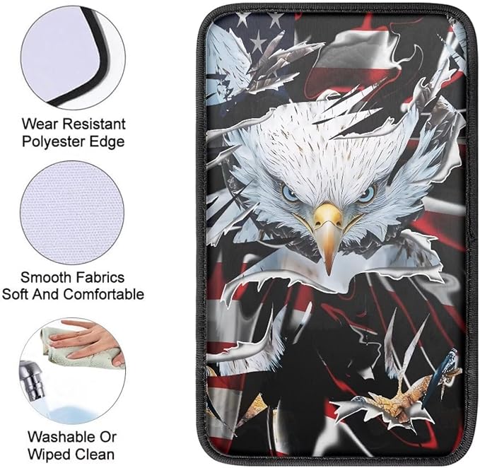 Eagle Car Armrest Pads Auto Armrest Box Cover Comfortable Middle Storage Organizer Pad Universal Style Car Accessories Decor