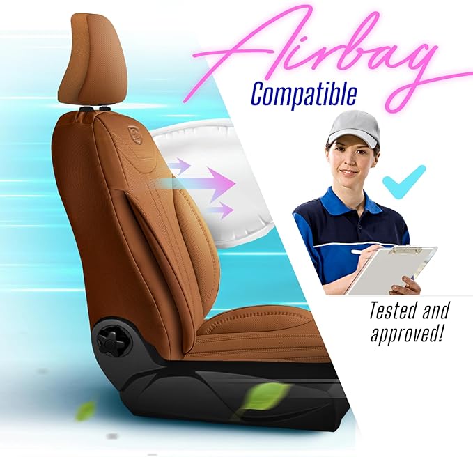 Premium Car Seat Covers Front Seat - Nappa Leather Car Seat Cover for SUV, Cars, Most Pickups, Terracotta, Car Seat Protector, Car Seat Covers Front Seats, Car Seat Protector