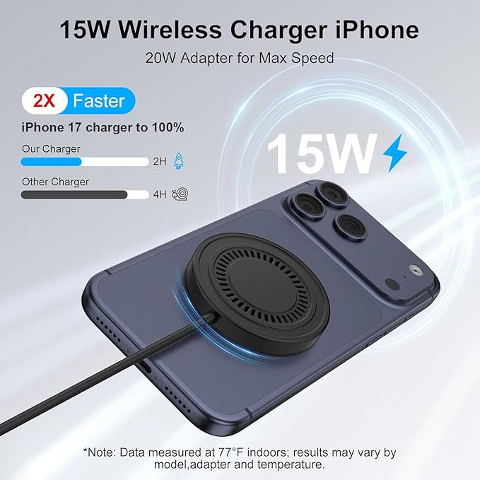 for iPhone 17e Mag-Safe Charger 2 Pack 15W Magnetic Wireless Charger Fast Charging Pad for iPhone 17 16 15 14 13 12&Airpods Pro 4 3,15W Wireless Charger Android USB-C/A for Google Pixel 10a Galaxy S26
