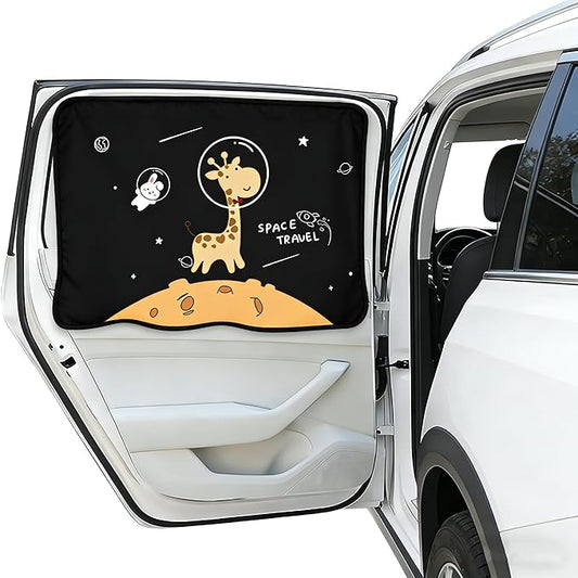 Magnetic Car Window Shade for Baby,Blackout Car Window Curtain,Car Shades for Side Windows,Sun Shade for Car Window Baby,Cartoon Pattern Car Window Covers,UV Protection &Heat Blocking(Space Travel)